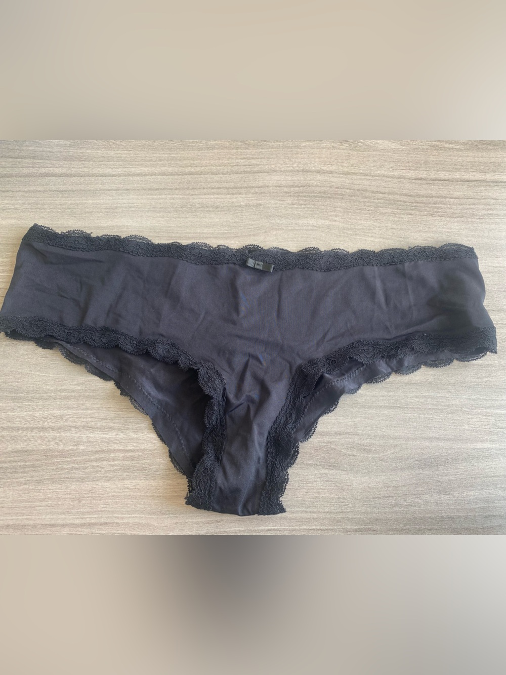 Black Lace-Trim Cotton Bikini Brief